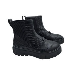 Sorel Black Leather Chelsea Platform Boots